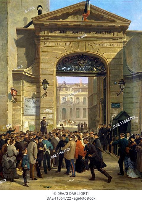 Reading of a dispatch at the town hall in rue Drouot, January 19, 1871. Franco-Prussian War, France, 19th century.  Paris, Hôtel Carnavalet (Art Museum)