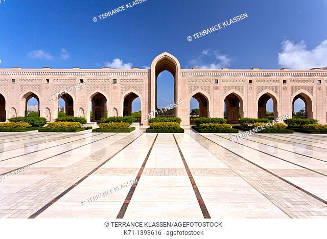Grand Mosque buildings with arch architecture in Muscat, Oman