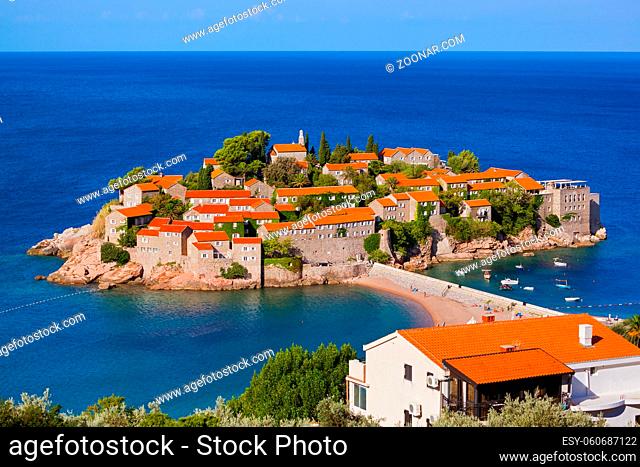 Island Sveti Stefan - Montenegro - architecture and nature background
