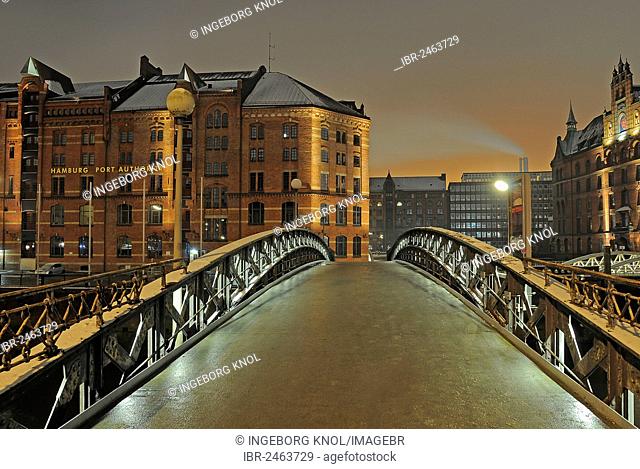Jungfernbruecke bridge, Hamburg Port Authority, Speicherstadt, historic warehouse district, Hamburg, Germany, Europe