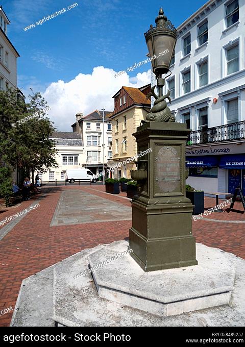 EASTBOURNE, EAST SUSSEX/UK - JUNE 16 : View of the Elizabeth Curling drinking fountain in Eastbourne on June 16, 2020. Three unidentified people