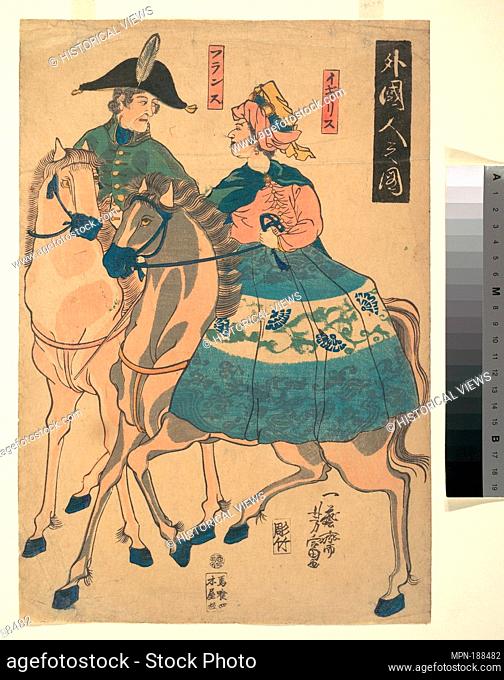 Views of Foreigners (Gaikokujin no zu). Artist: Utagawa Yoshitomi (Japanese, active mid-19th century); Period: Edo period (1615-1868); Date: 1861; Culture:...