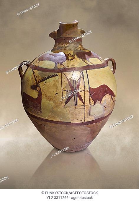 Phrygian terra cotta large jug with handles, decorated with animals, from Gordion. Phrygian Collection, 6th century BC - Museum of Anatolian Civilisations...