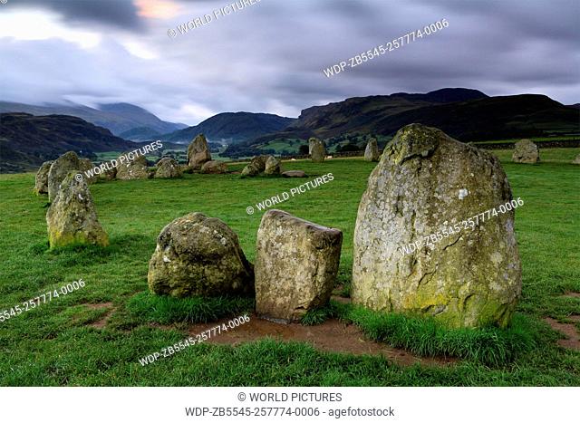 Castlerigg ancient stone circle at dawn; Castlerigg Cumbria England UK