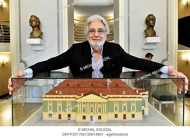 PLACIDO DOMINGO speaks with journalists during the press conference in The Estates Theater / Stavovske divadlo in Prague, Czech Republic, June 13, 2017