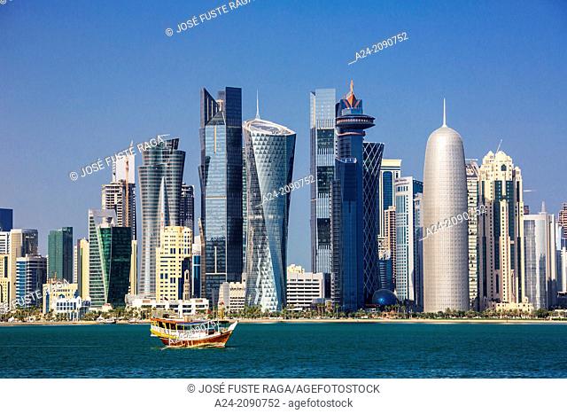 Qatar , Doha City, The Corniche , West bay skyline