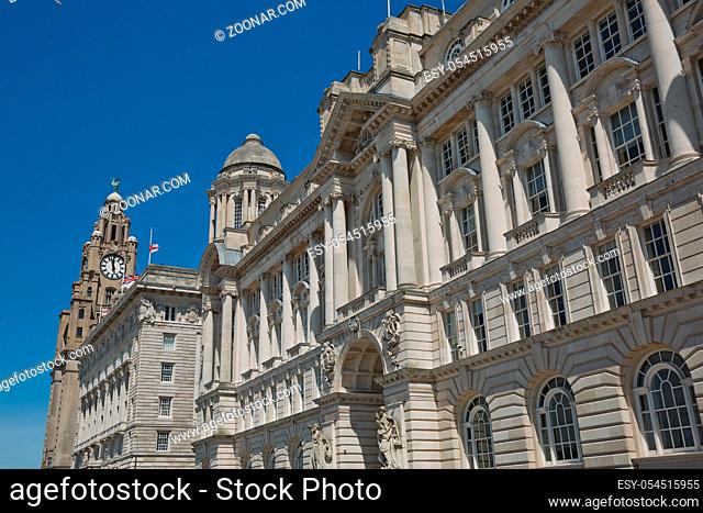 Port of Liverpool Building (or Dock Office) in Pier Head, along the Liverpool's waterfront, England, United Kingdom