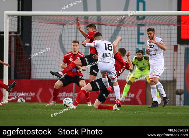 Seraing's Georges Mikautadze scores a goal during a soccer match between RWDM and RFC Seraing, Wednesday 03 March 2021 in Brussels