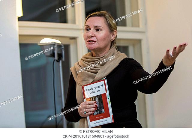 Cultural anthropologist Jana Kopelentova Rehak presents her book Czech Political Prisoners in Vaclav Havel Library in Prague, Czech Republic, on Tuesday