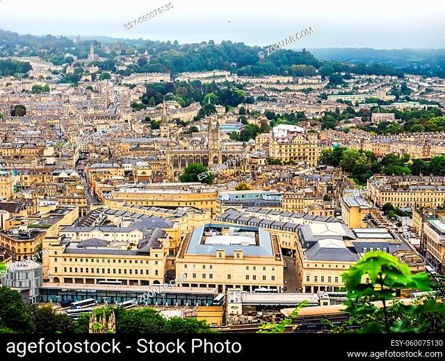 HDR Aerial view of the city of Bath, UK