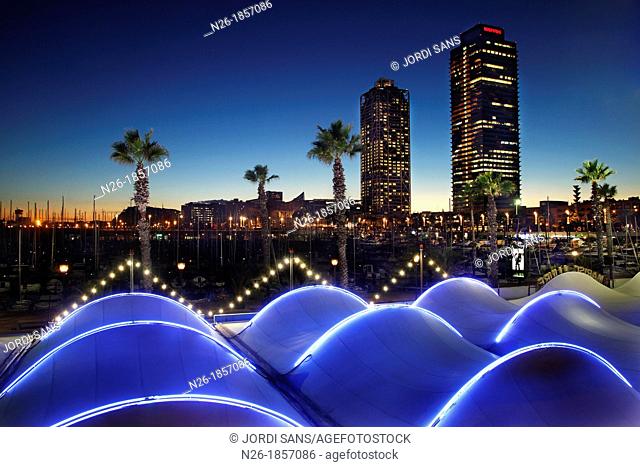 Port Olimpic  Mapfre tower and hotel Arts  Barcelona