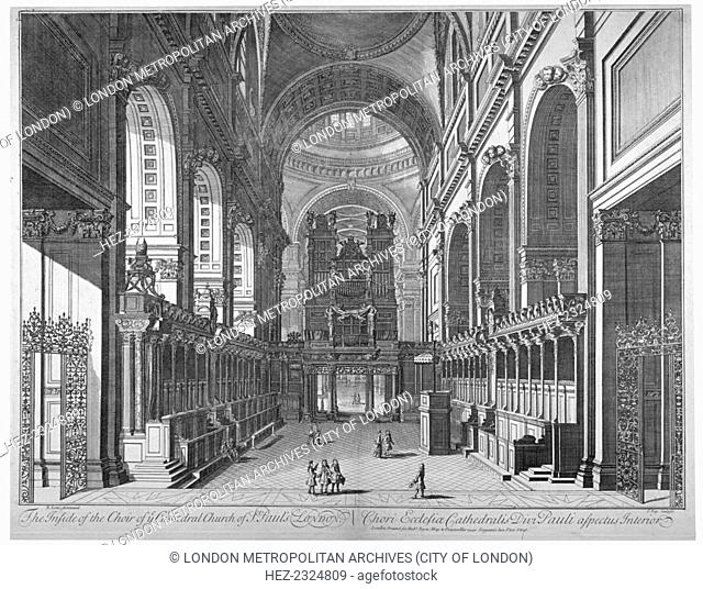 Interior view of St Paul's Cathedral, City of London, c1720
