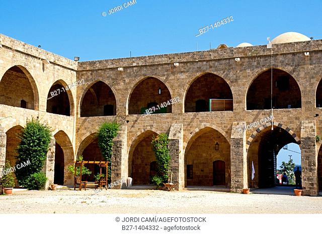 Arcades of historical building, Khan El Franj  Sidon  Saida   UNESCO World Heritage  Caravan of the Foreigners  Lebanon