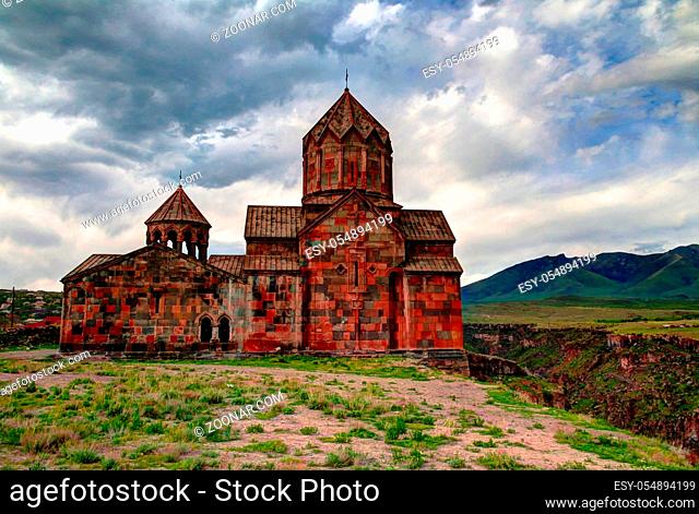 Exterior view to St. Hovhannes Karapet aka St. John the Baptist Cathedral at Hovhannavank Monastery, Ohanavan , Aragatsotn Province, Armenia