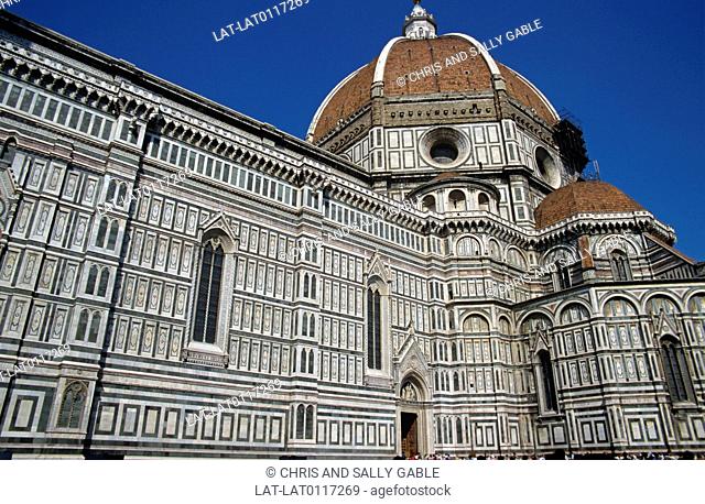 The huge Duomo or cathedral church of Santa Maria del Fiore with the neo-Gothic facade and dome designed by Brunellischi is a major historical and religious...