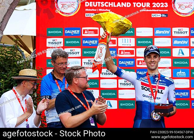 23 August 2023, Saarland, St. Wendel: Cycling: Tour of Germany, St. Wendel (2.30 km), prologue (individual time trial). Ethan Vernon (Great Britain) of Team...