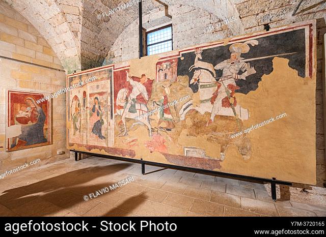 detached frescoes in Santa Maria a Cerrate Abbey, Province of Lecce, Salento, Puglia, Italy