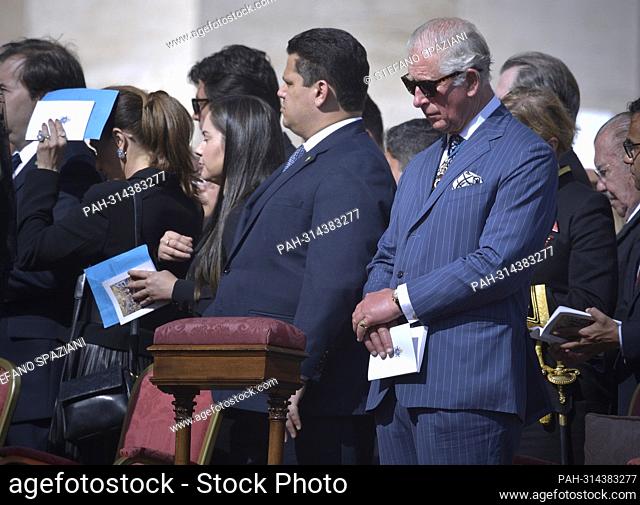 The new King Charles III. In the archive photo: Charles, Prince of Wales attends the Canonization Mass on October 13, 2019 In Saint Peter's square at the...