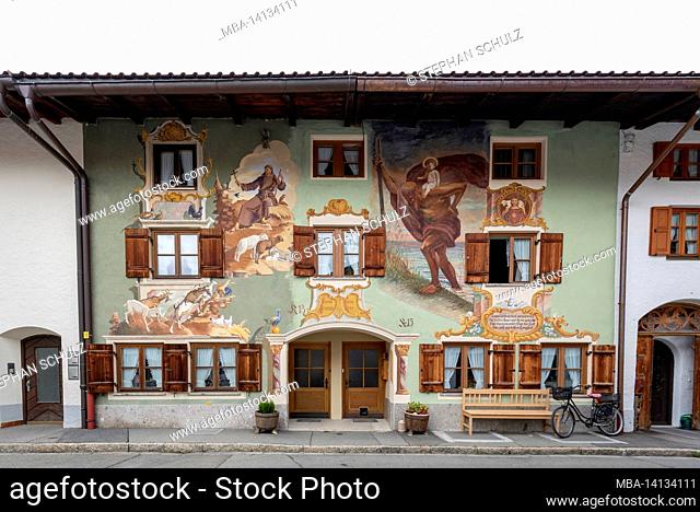 historic building in the old town of mittenwald, upper bavaria, bavaria, germany