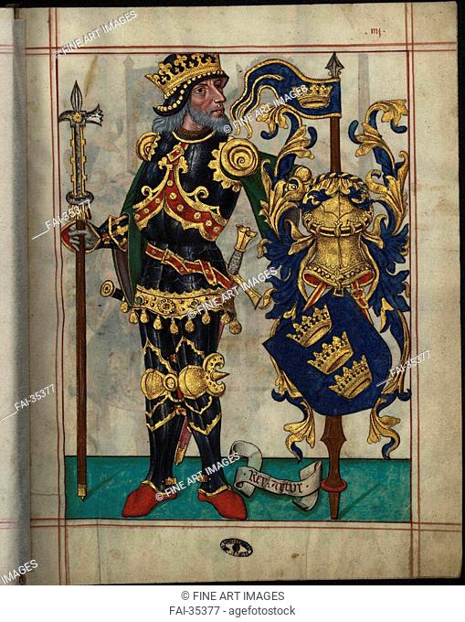 King Arthur (From Livro do Ameiro-Mor) by Anonymous /Watercolour on parchment/Renaissance/1509/Portugal/Arquivo Nacional da Torre do Tombo/Portrait