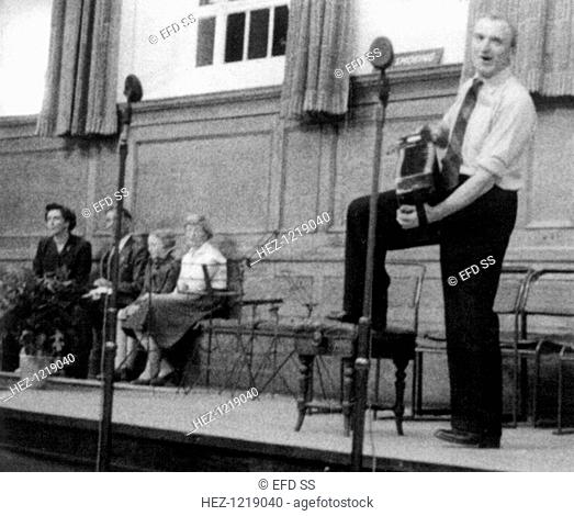 Bob Roberts playing the melodion, English Folk Music Festival, Cecil Sharp House, London, October 1957