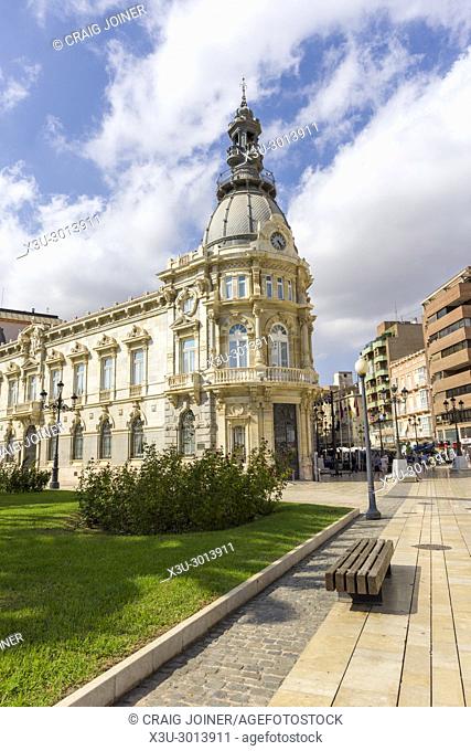 The Palace, or Town Hall, of Cartagena beside Plaza Héroes de Cavite. Cartagena, Region of Murcia, Spain