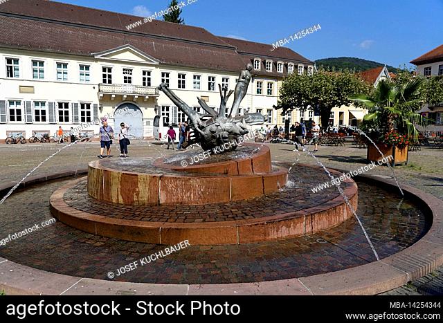 Germany, Baden-Wuerttemberg, Heidelberg, Old Town, Karlsplatz, Boisseree Palace, Sebastian Minster Fountain