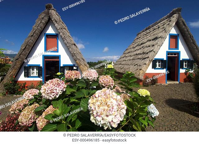 View of typical houses in Santana, Madeira island