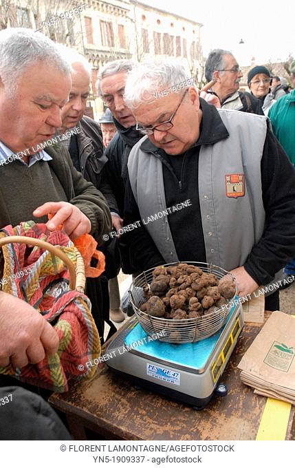 Traditional french Truffles' market in Lalbenque, in Perigord, France