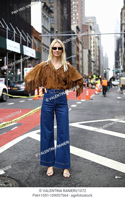 Franziska Nellessen posing on the street outside of the Maryam Nassir show during New York Fashion Week - Sept 12, 2018 - Photo: Runway Manhattan ***For...