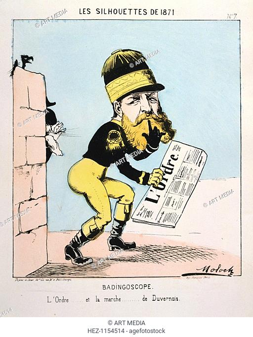 'Badingoscope', 1871. Cartoon from a series titled Les Silhouettes de 1871 published at the time of the Paris Commune. Badinguet was a nickname given to the...