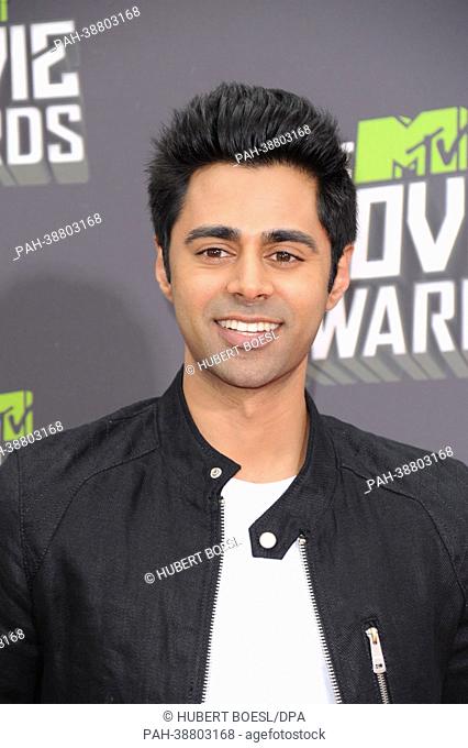Actor Hasan Minhaj arrives at the 2013 MTV Movie Awards at Sony Pictures Studios in Culver City, Los Angeles, USA, on 14 April 2013