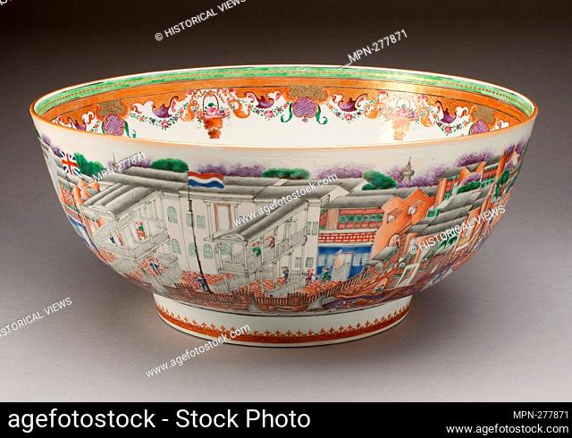 Punch Bowl - About 1780/90 - China. Hard-paste porcelain with polychrome enamels and gilding. 1775'1795. Jingdezhen
