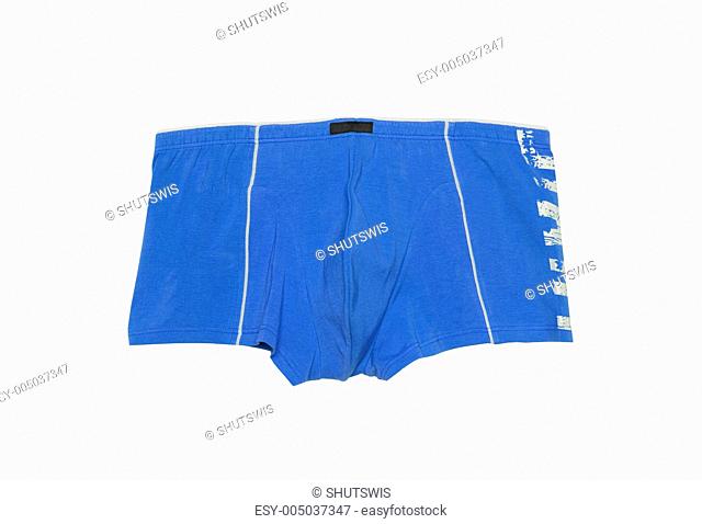 blue men's boxer briefs isolated on a white background