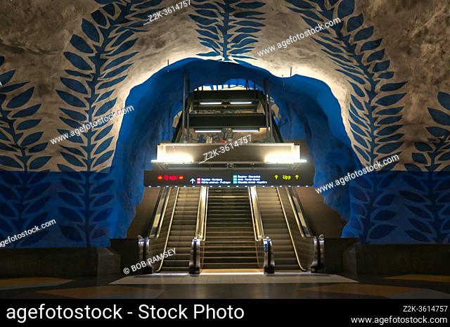 Pictures taken in Stockholm the capital of Sweden in North of Europe, T-Centralen subway blue line station