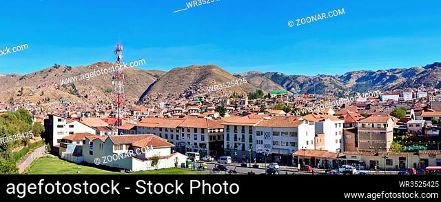 CUSCO, PERU - JUNE 04, 2016: Modern center of historical Cusco city. Is the capital of Peru Inca Empire from 13th into the 16th century until Spanish conquest