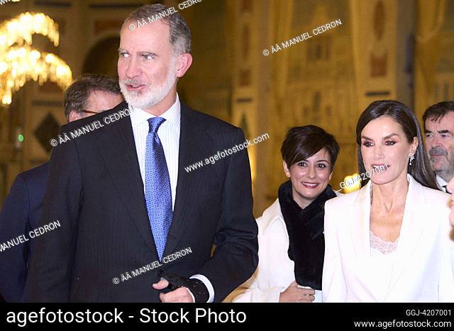 King Felipe VI of Spain, Queen Letizia of Spain attends the 'Francisco Cerecedo' journalism awards at Palace Hotel on November 27, 2023 in Madrid, Spain