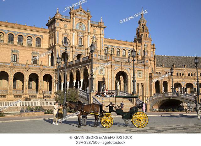 Horse and Carriage, Plaza de Espana Square; Seville; Spain