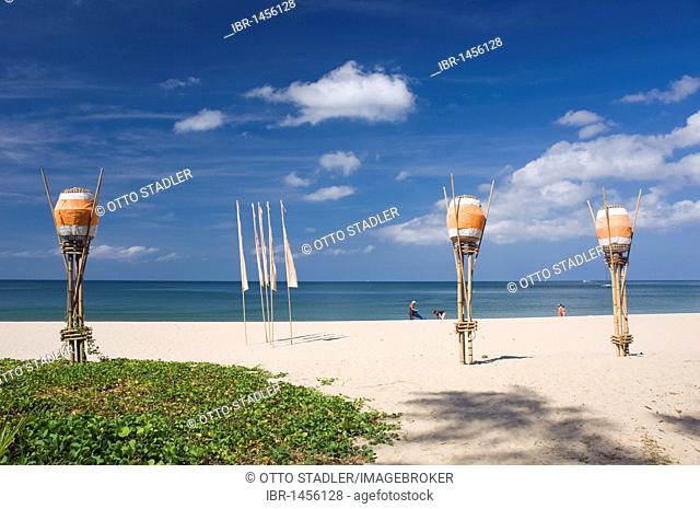 Lanterns on the sandy beach, Kantiang Beach, Ko Lanta or Koh Lanta island, Krabi, Thailand, Asia