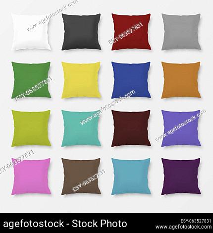 Set of realistic colored pillows. Vector EPS10 illustration