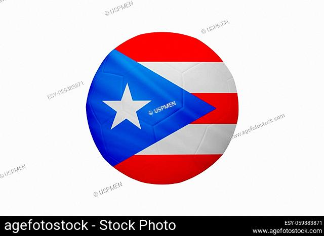 Football in the colors of the Puerto Rico flag isolated on white background. In a conceptual championship image supporting Puerto Rico