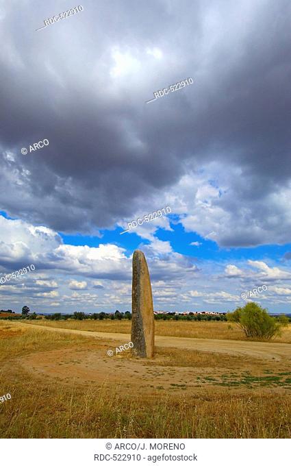 Outeiro Menhir, Megalithic Site near Monsaraz, Outeiro, Evora district, Alentejo, Portugal, Europe