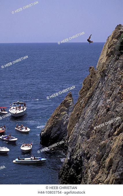 Acapulco, action, boats, cliff jumper, cliffs, coast, Estado de Querrero, jumpings, La Quebrada, Mexico, Central Ame