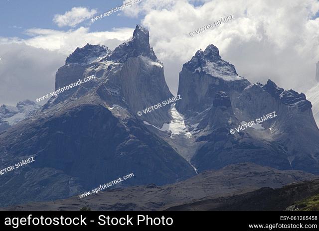 Paine Horns. Torres del Paine National Park. Ultima Esperanza Province. Magallanes and Chilean Antarctic Region. Chile