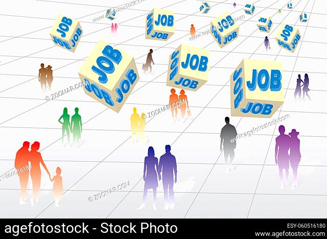 Many unemployed people looking for a job