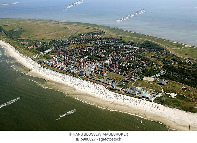 Aerial photograph of Wangerooge, East Frisian Islands, Lower Saxony, Germany, Europe