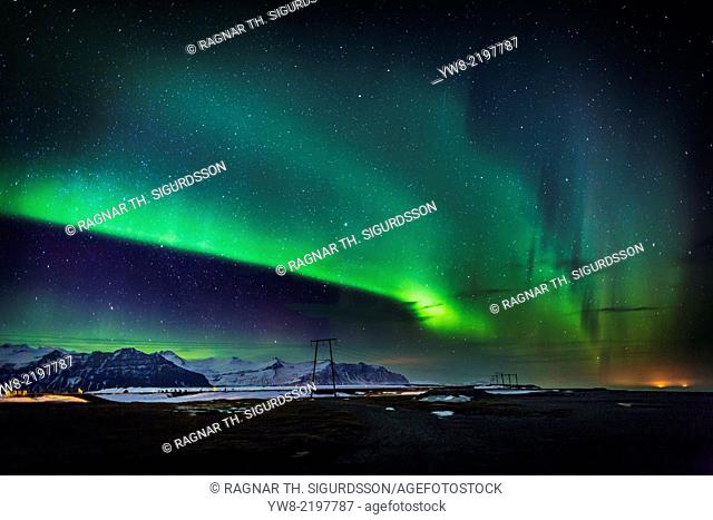 Aurora Borealis or Northern lights, Vatnajokull Ice Cap, Iceland