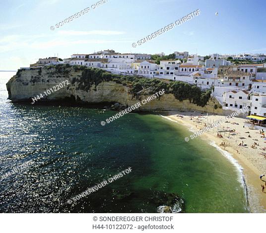 10122072, Algarve, Carvoeiro, cliff coast, houses, homes, Portugal, beach, seashore