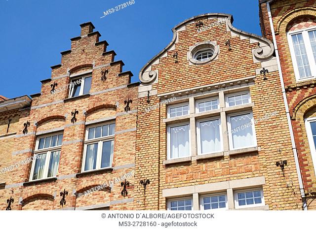 Flemish style homes. Ypres. West Flanders. Belgium