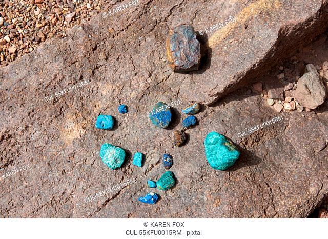 Blue copper ore on rock